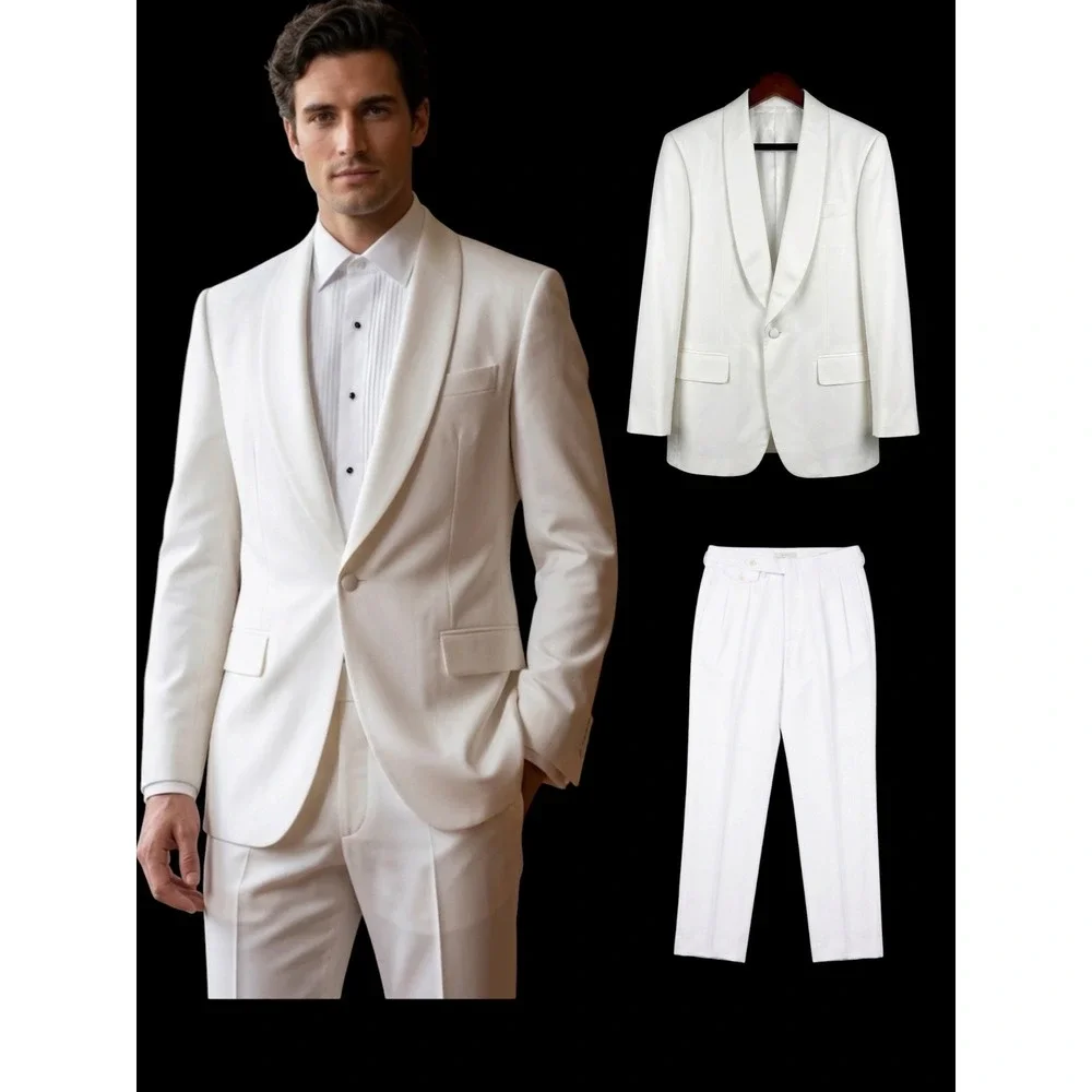 Ralph Lauren Purple Label Ivory Silk Trousers 30 Custom Shawl Tux Jacket Set 40R